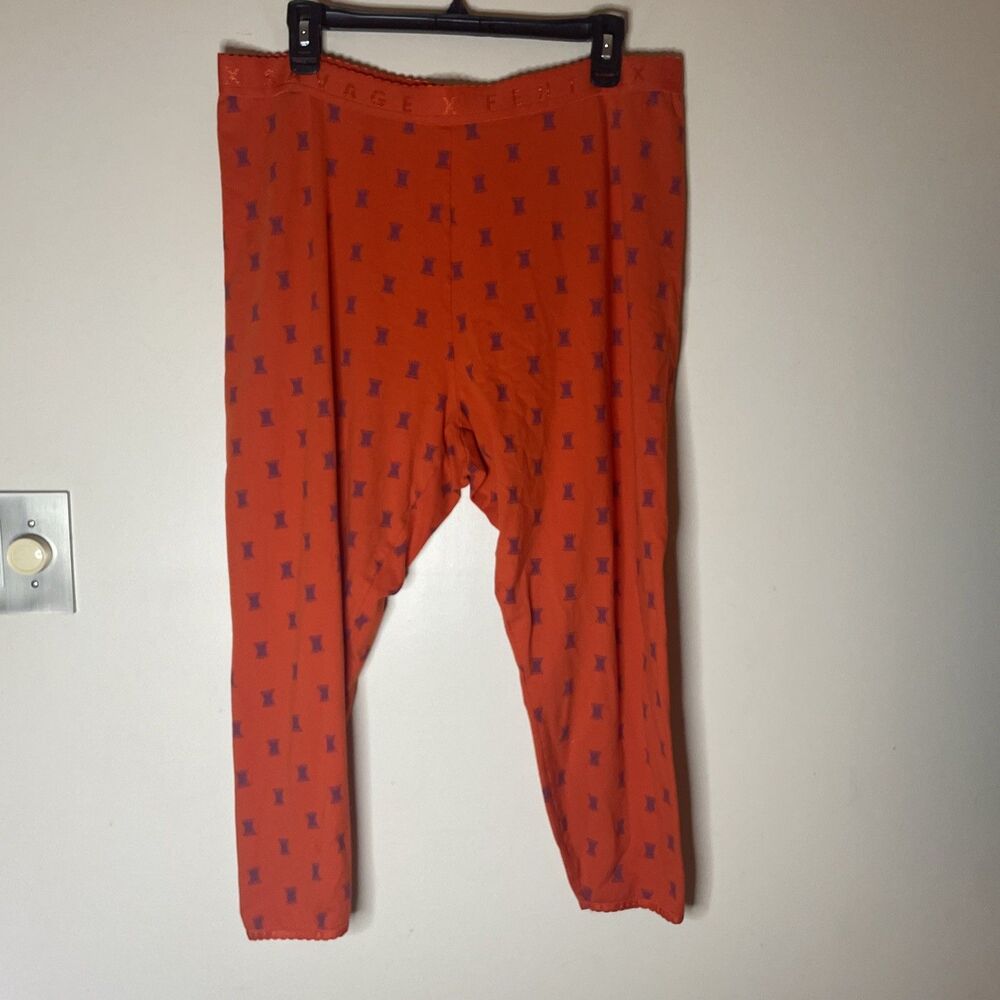 Savage X Fenty Women’s Lounge Pants Comfy Leggings Orange Floral Size 3XL
